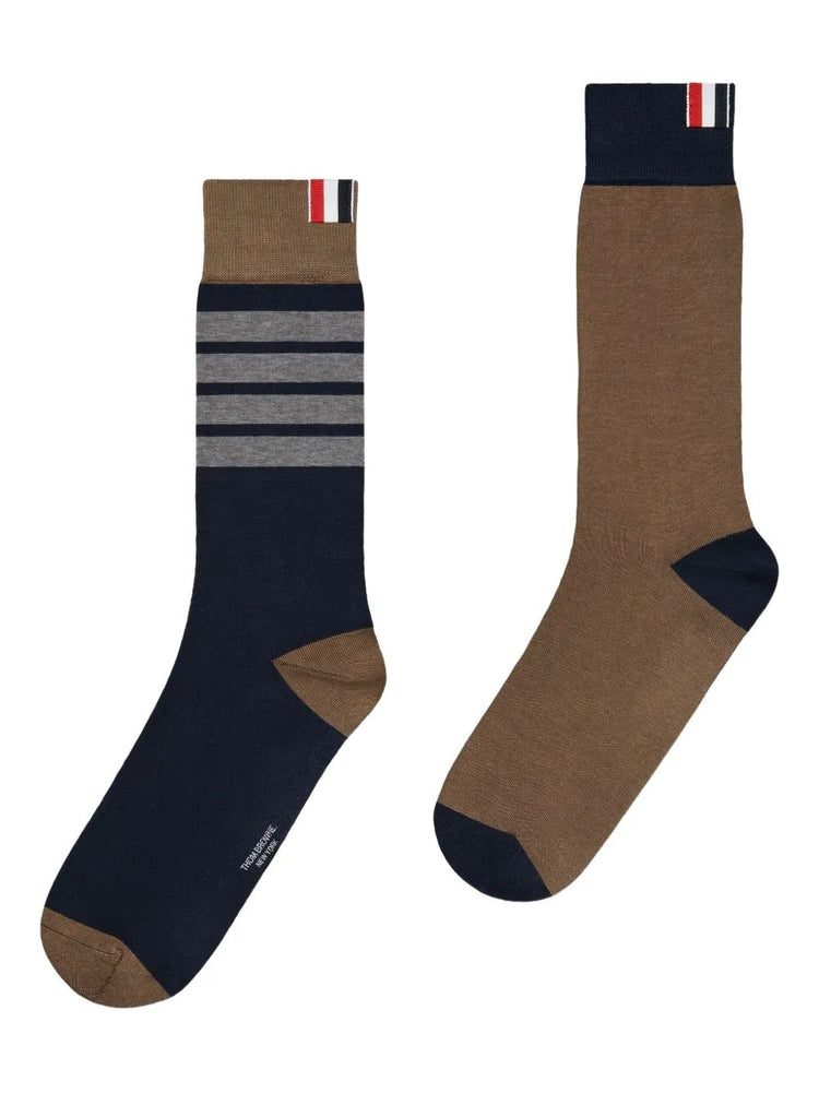 FUNMIX MID CALF SOCKS IN COTTON W/ 4 BAR STRIPES