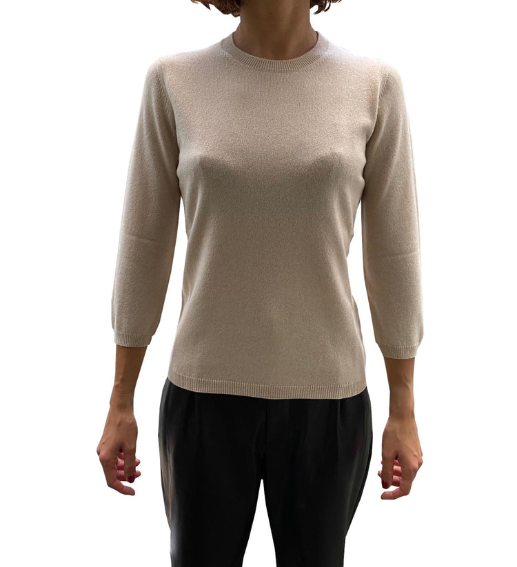 LA ROSE maglia 3/4 cashmere beige chiaro