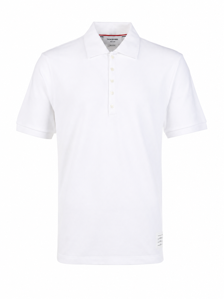 SHORT SLEEVE RIB CUFF POLO W/ ENGINEERED 4 BAR STRIPE IN CLASSIC PIQUE