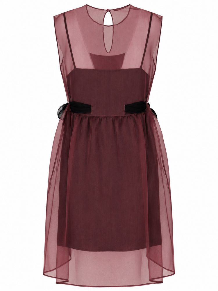 LA ROSE vestito con sottoveste BORDEAUX