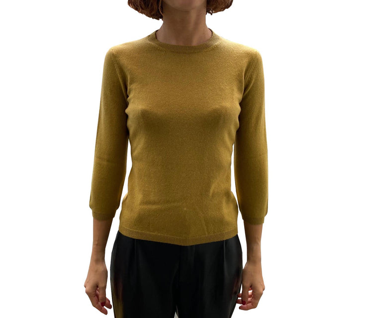 LA ROSE maglia 3/4 cashmere ocra