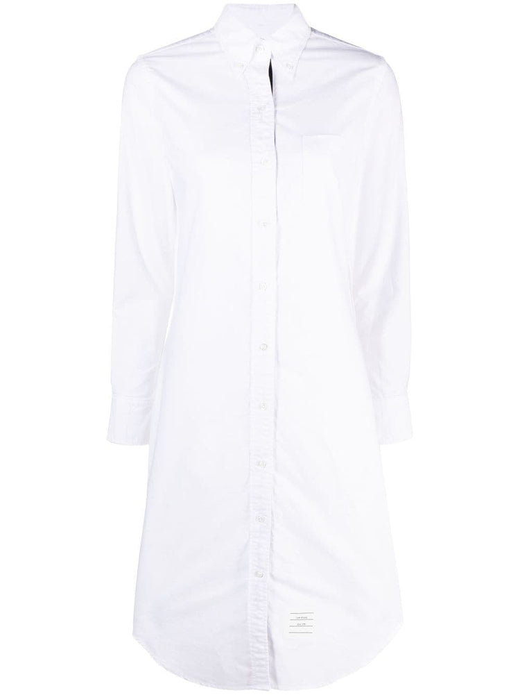 KNEE LENGTH POINT COLLAR SHIRTDRESS W/RWB GROSGRAIN PLACKET IN OXFORD