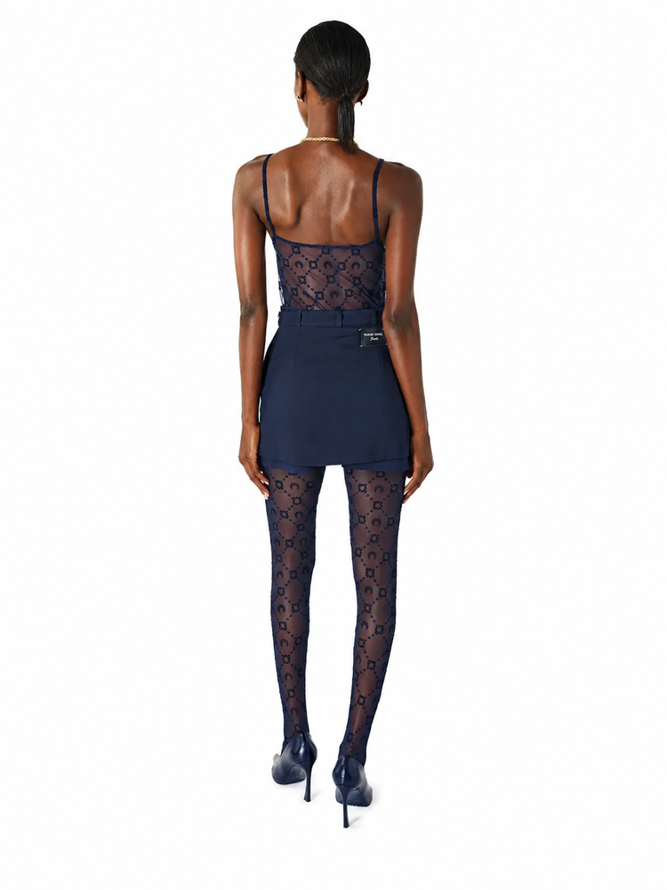 MOONOGRAM MESH FLOCK STRAPS TOP