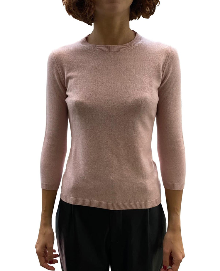 LA ROSE maglia 3/4 cashmere azzurro