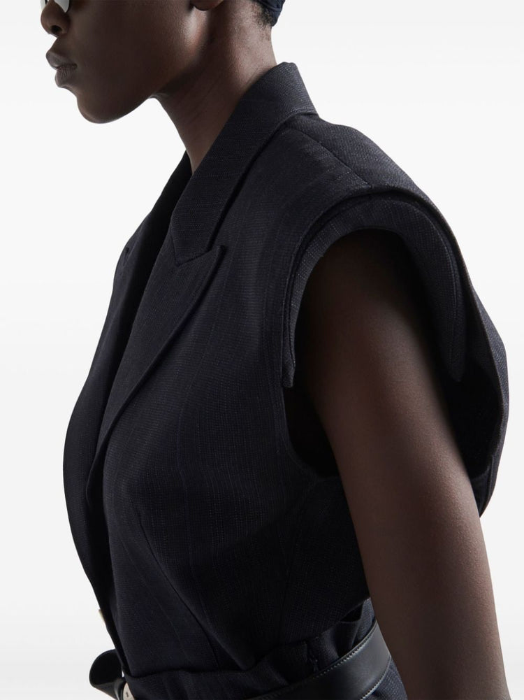 sleeveless wool blazer