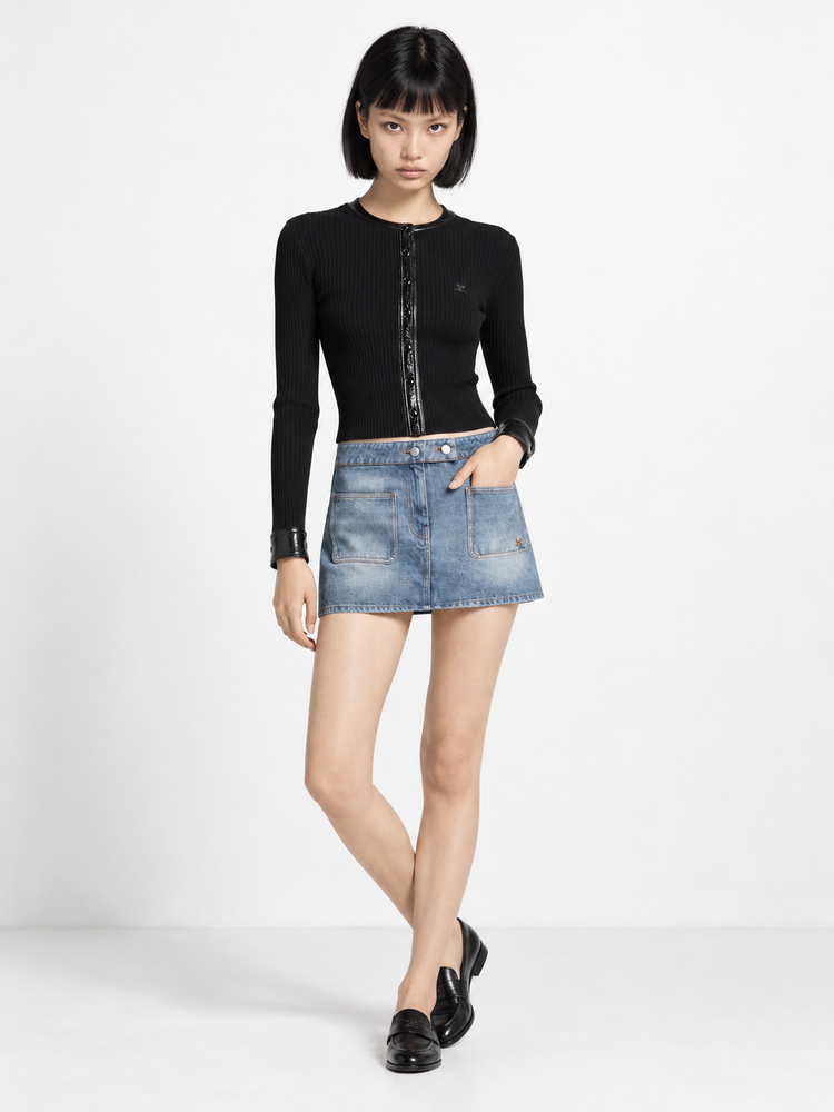 VINYL RIB CARDIGAN