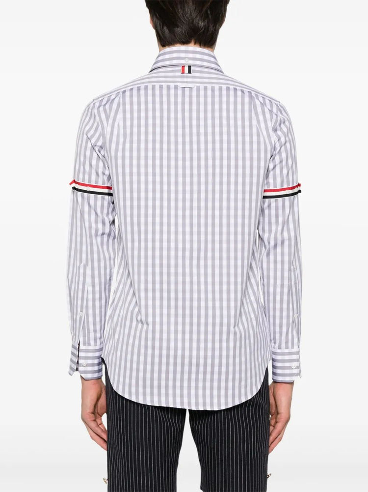 STRAIGHT FIT PC L/S SHIRT W/GG ARMBAND IN GINGHAM CHECK POPLIN