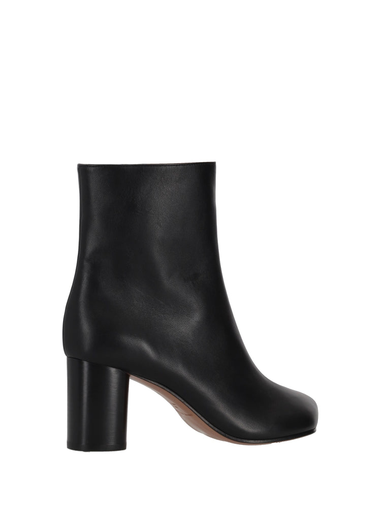 OBLIQUA BLOCK HEEL BOOTIES - Calfskin