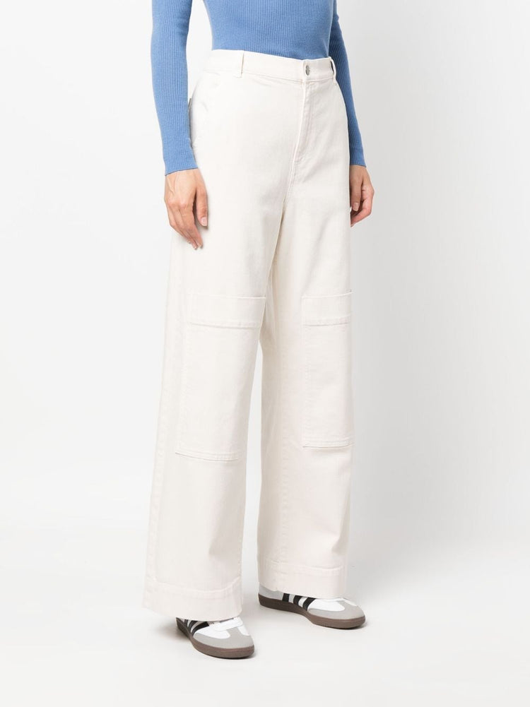 PAROSH multiple-pockets high-waisted trousers