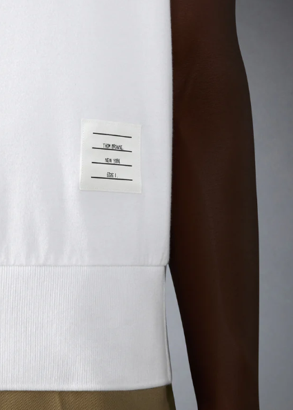 GARMENT DYED SHORT SLEEVE RIB CUFF TEE IN MED WEIGHT JERSEY W/ OVERDYED 4 BAR