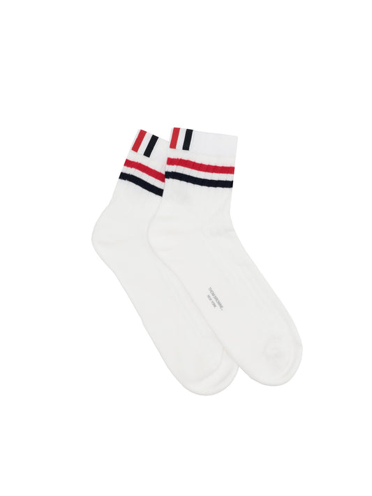 ATHLETIC RIB ANKLE LENGTH SOCKS IN COTTON W/ RWB STRIPE