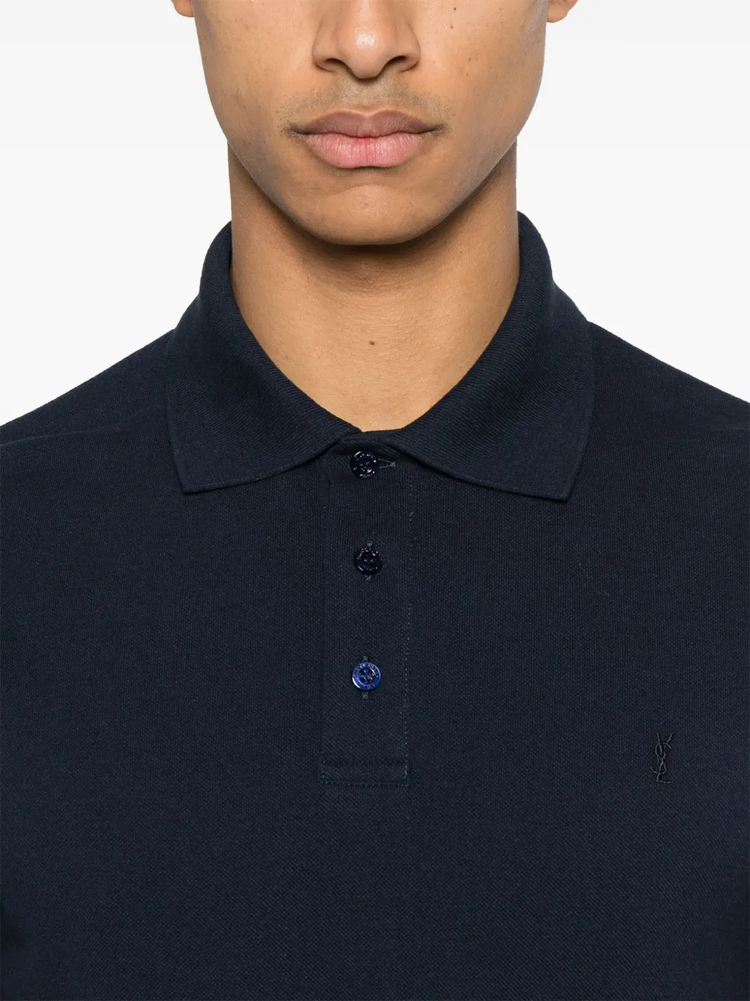 Cassandre-embroidered piqué polo shirt