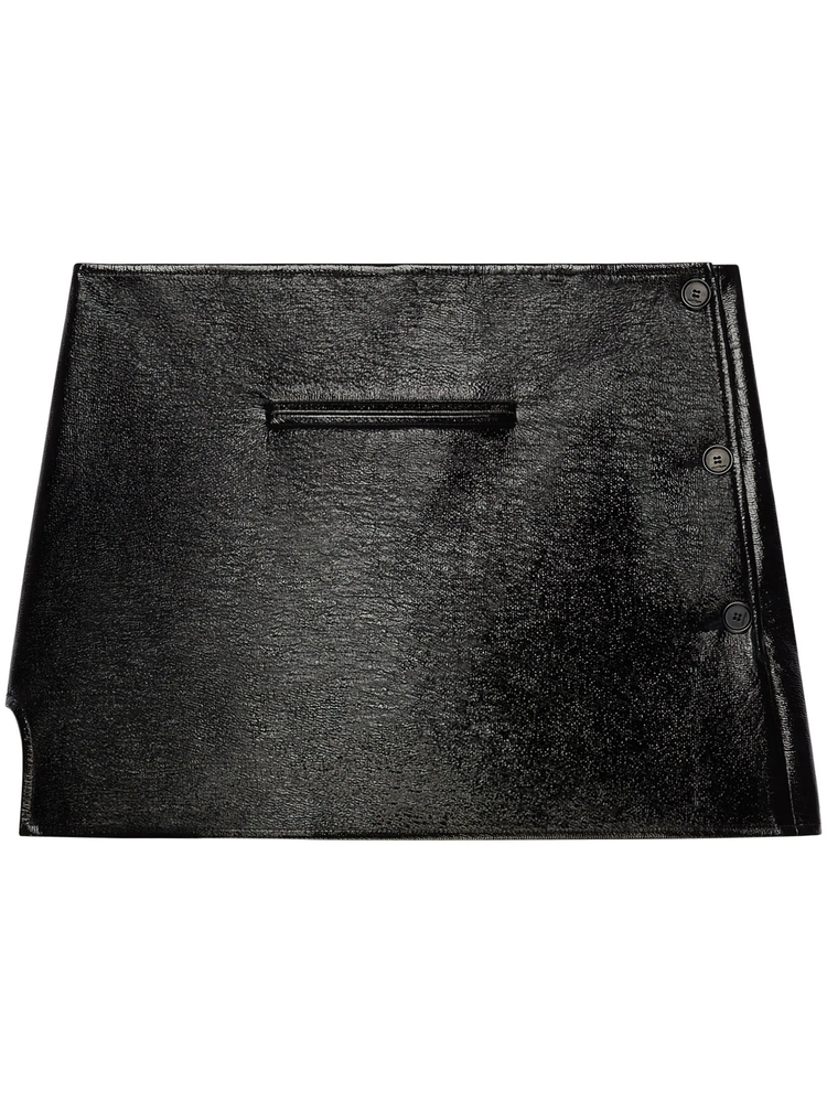 oblique vinyl mini skirt