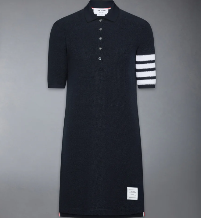POLO DRESS IN TEXTURED PIQUE W/ ENG 4 BAR