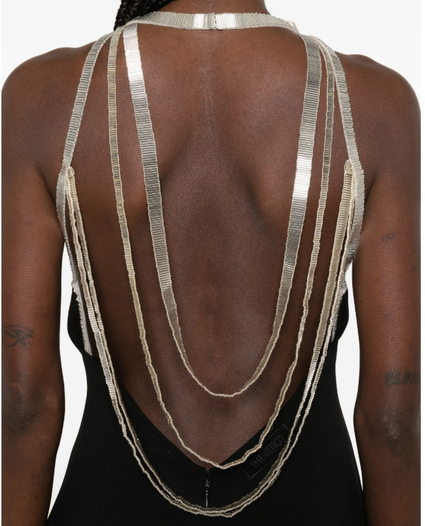 Mini dress Ponte jersey with tubes chains
