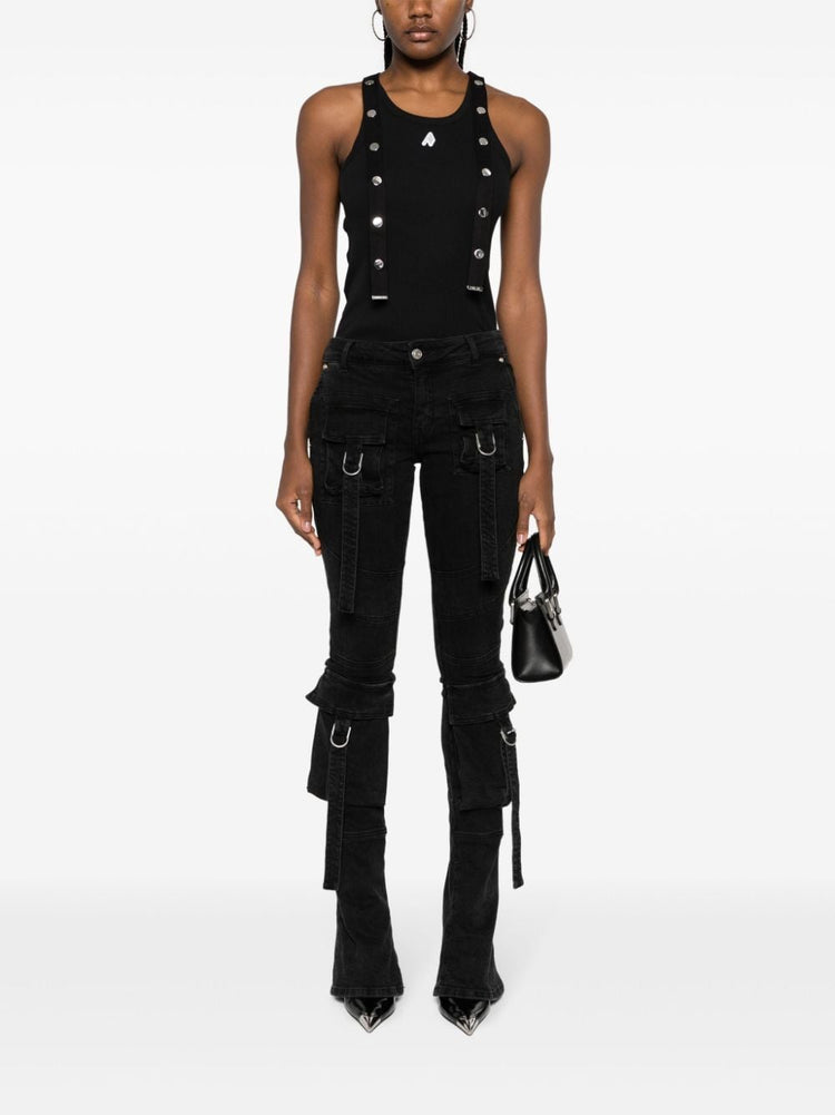 logo-applique ribbed tank top