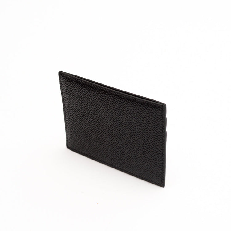 SINGLE CARD HOLDER IN PEBBLE GRAIN LEATHER
