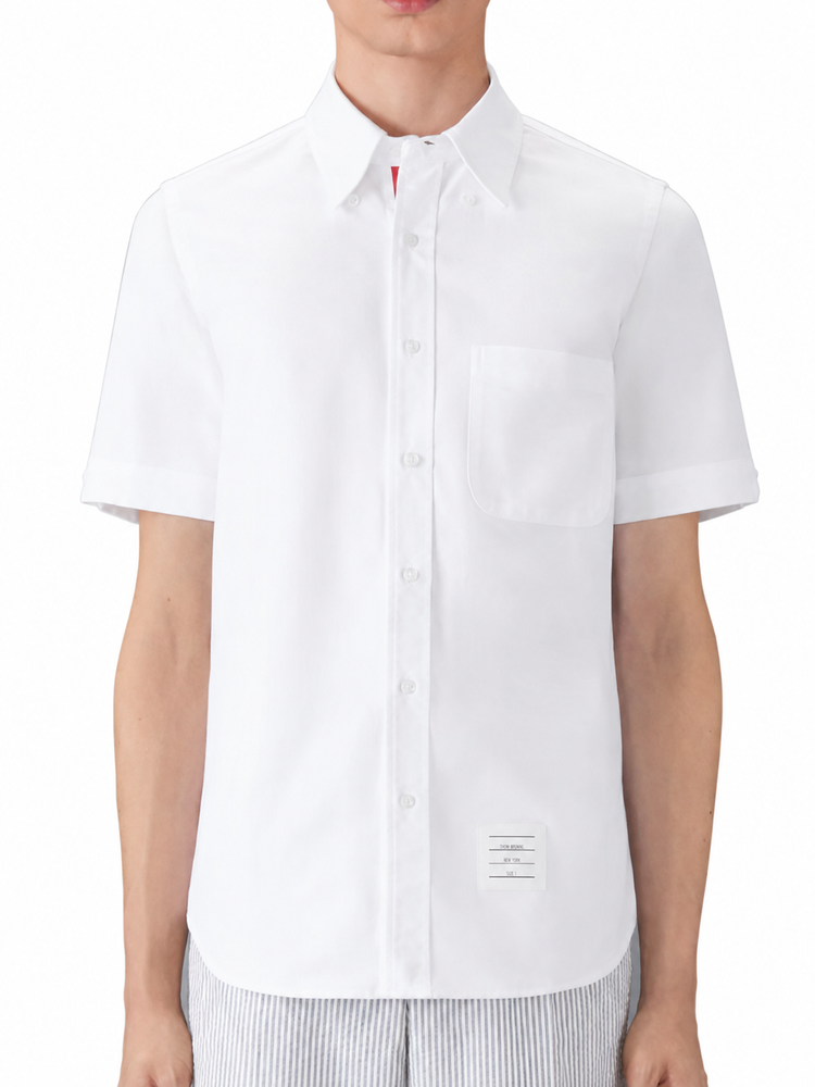 STRAIGHT FIT BUTTON DOWN SHORT SLEEVE SHIRT W/ CF GG PLACKET IN OXFORD