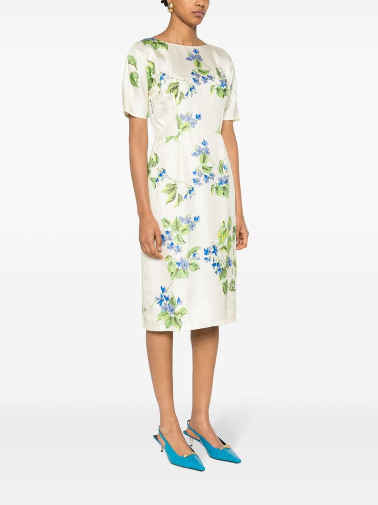 floral-print twill dress