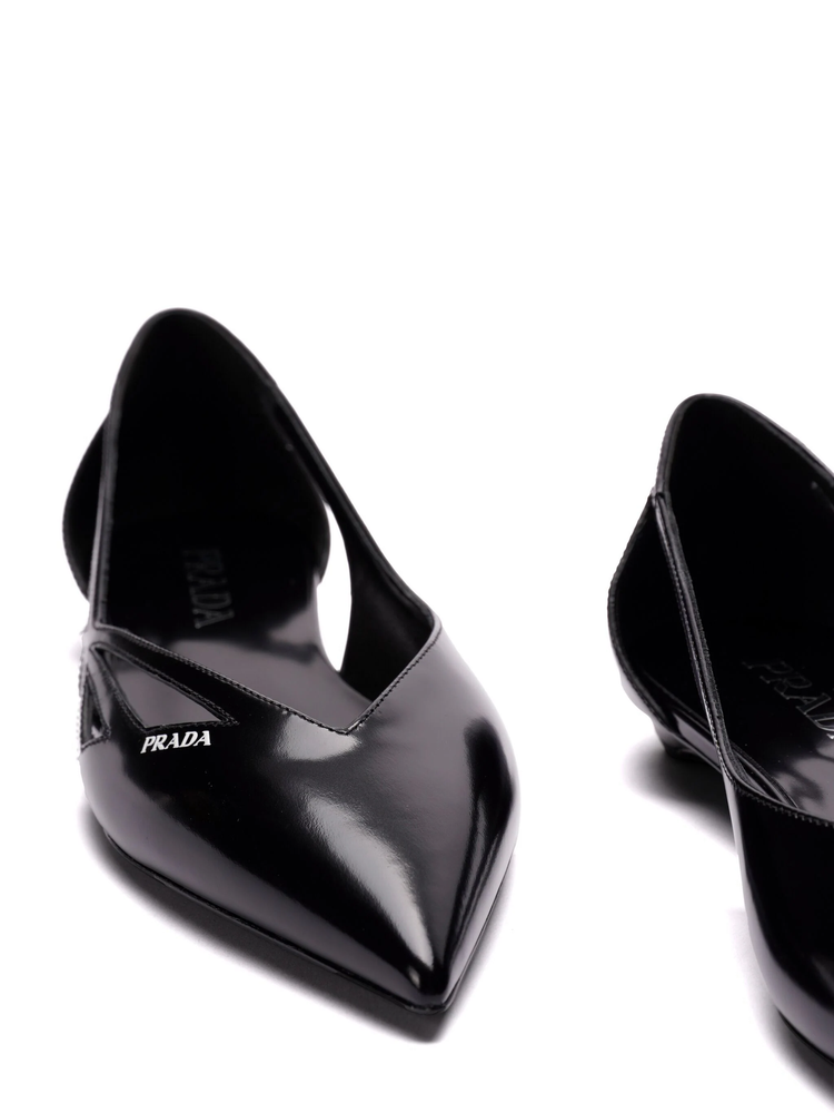 15mm cut-out leather ballerina shoes