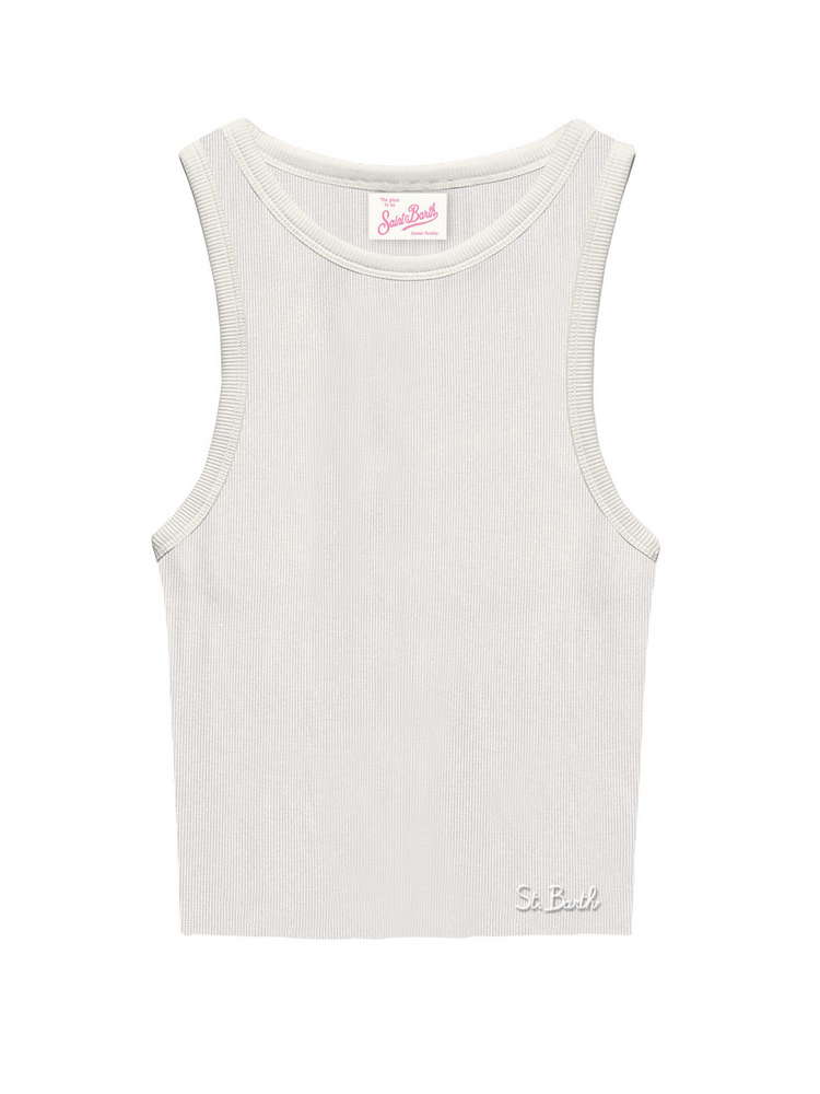 rib-knit cotton tank top