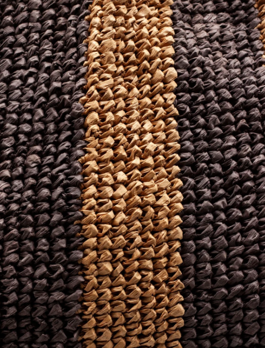 BORSA RAFFIA C/MANICI PELLE