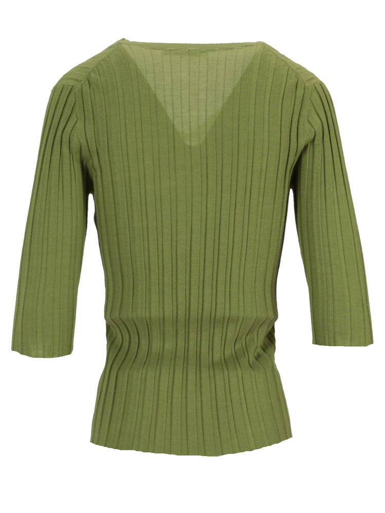 LA ROSE V neck cash/silk green