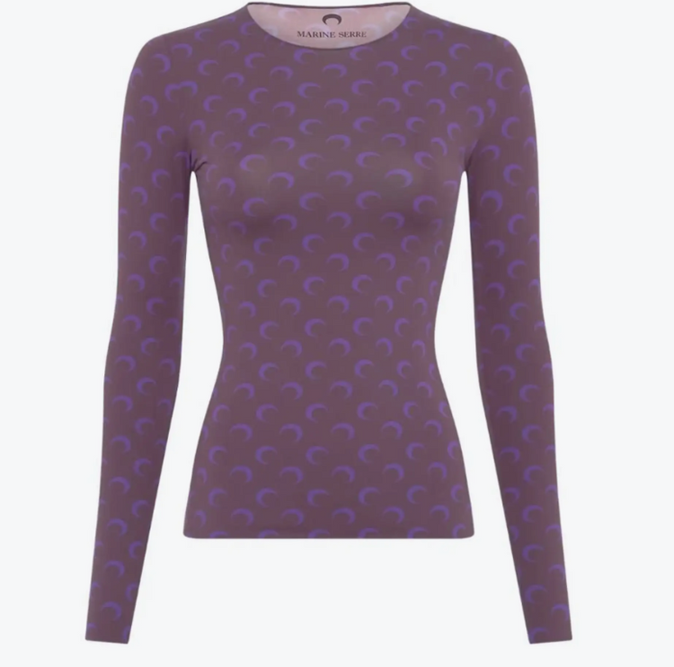 MOON PRINTED JERSEY LS CREWNECK TOP