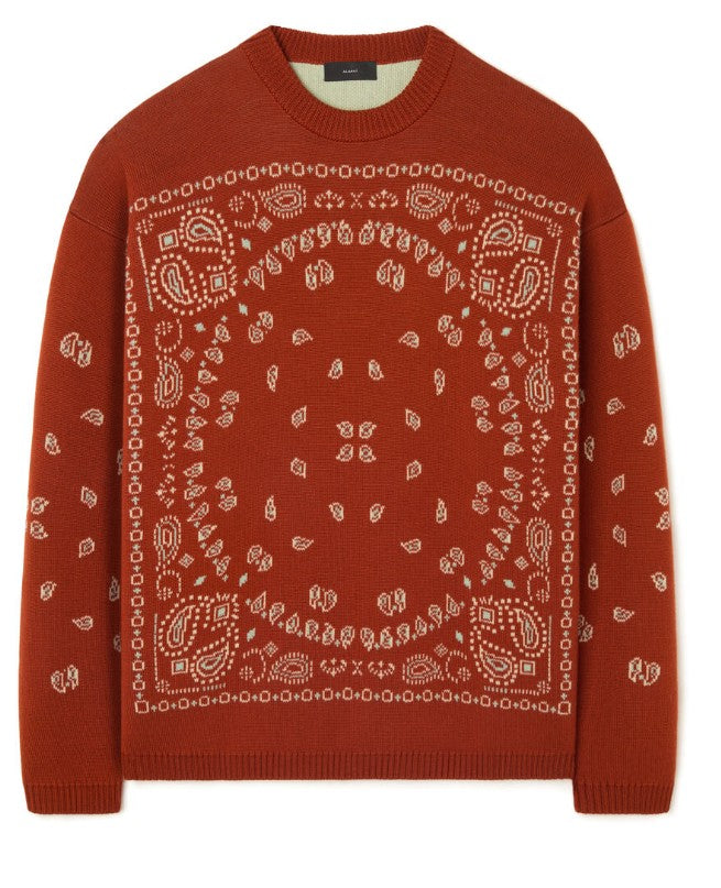 BANDANA JACQUARD SWEATER BRICK RED MULTI