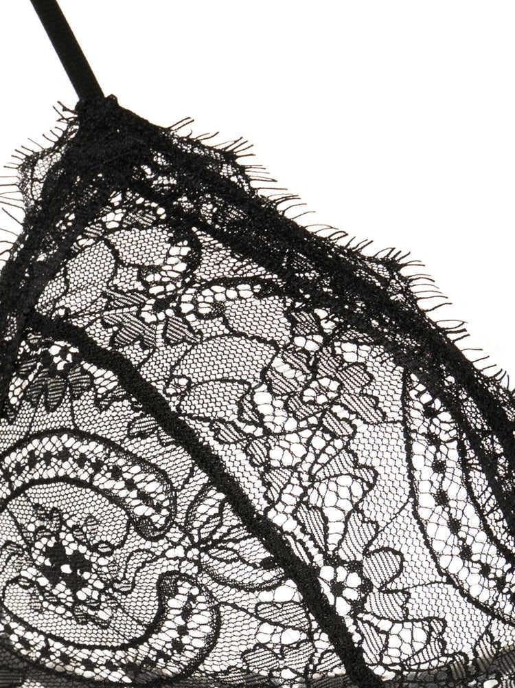 LACE BRA WITH TRIM  BLACK