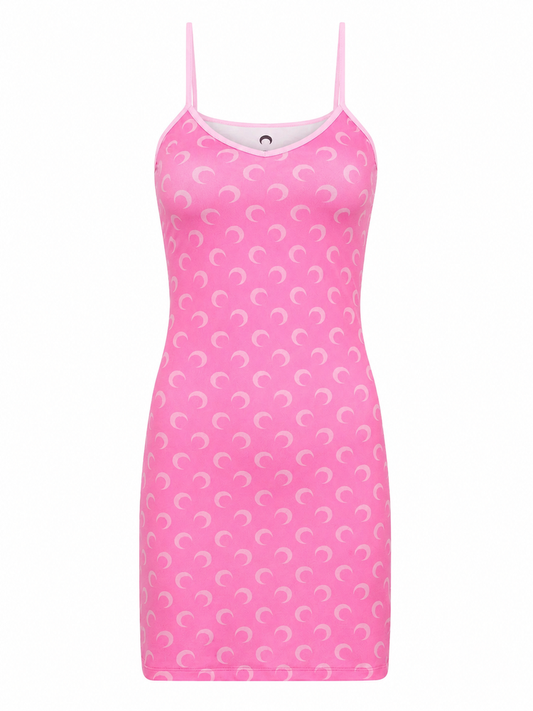 MOON PRINTED JERSEY STRAPS MINI DRESS