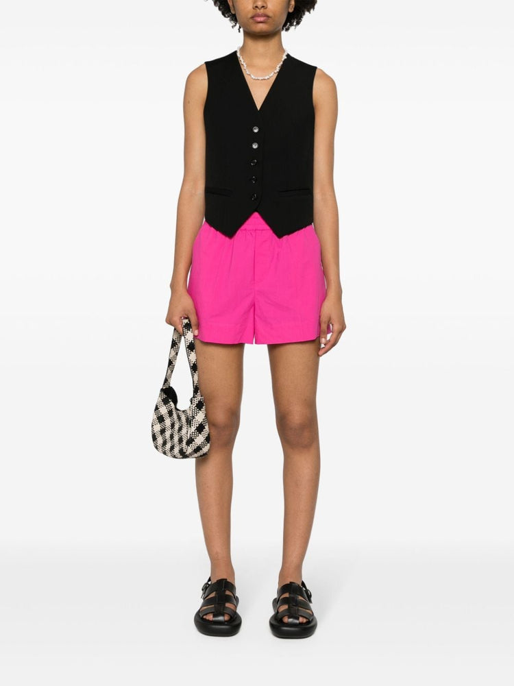 elasticated-waist cotton shorts