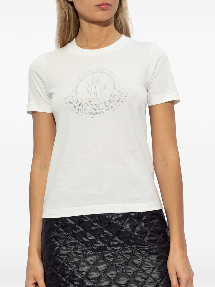 logo-beaded cotton T-shirt