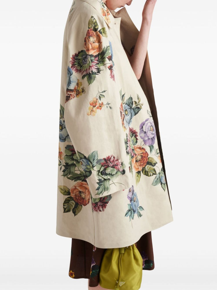 floral-print single-breasted coat