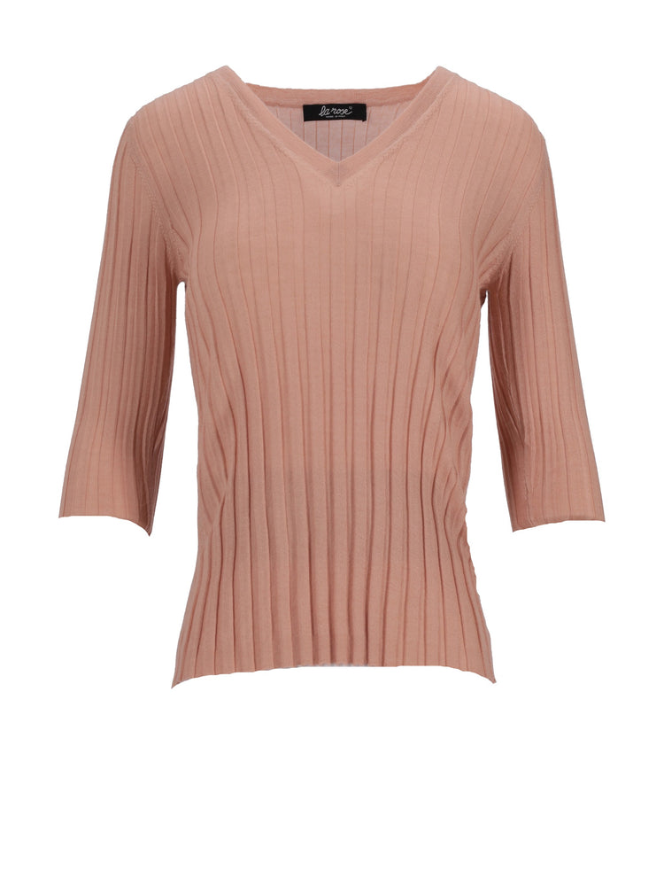 LA ROSE V neck cash/silk hot pink