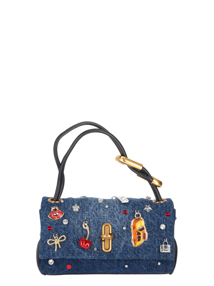TRINKET CHARM DENIM DUAL BAG