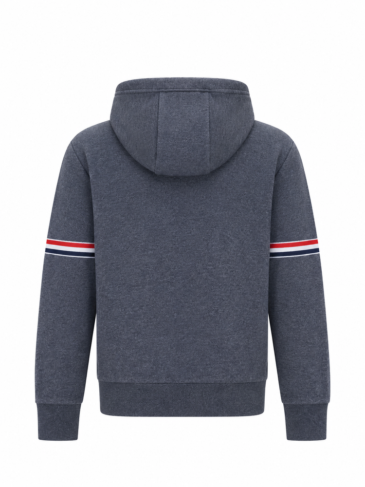 ZIP THROUGH HOODIE IN PIQUE LOOPBACK W/ RWB ENGINEERED STRIPE