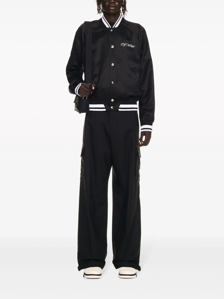 College satin souvenir bomber jacket