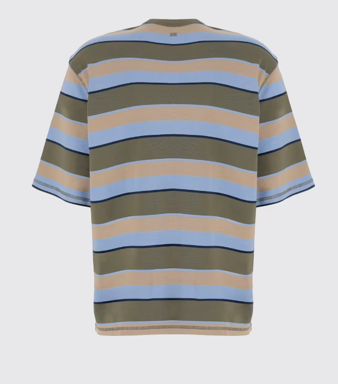 TEESHIRT MANCHES COURTES RAYE FIT OVERSIZE AVEC PATCH AMI OVALE