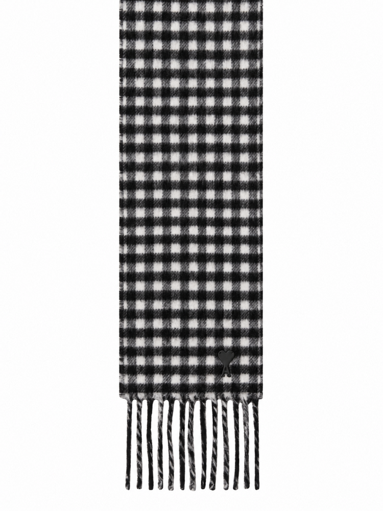 ECHARPE AMI DE COEUR A CARREAUX PATCH EN CUIR