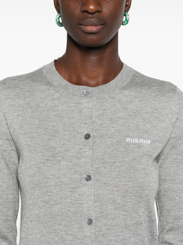 logo-jacquard cardigan