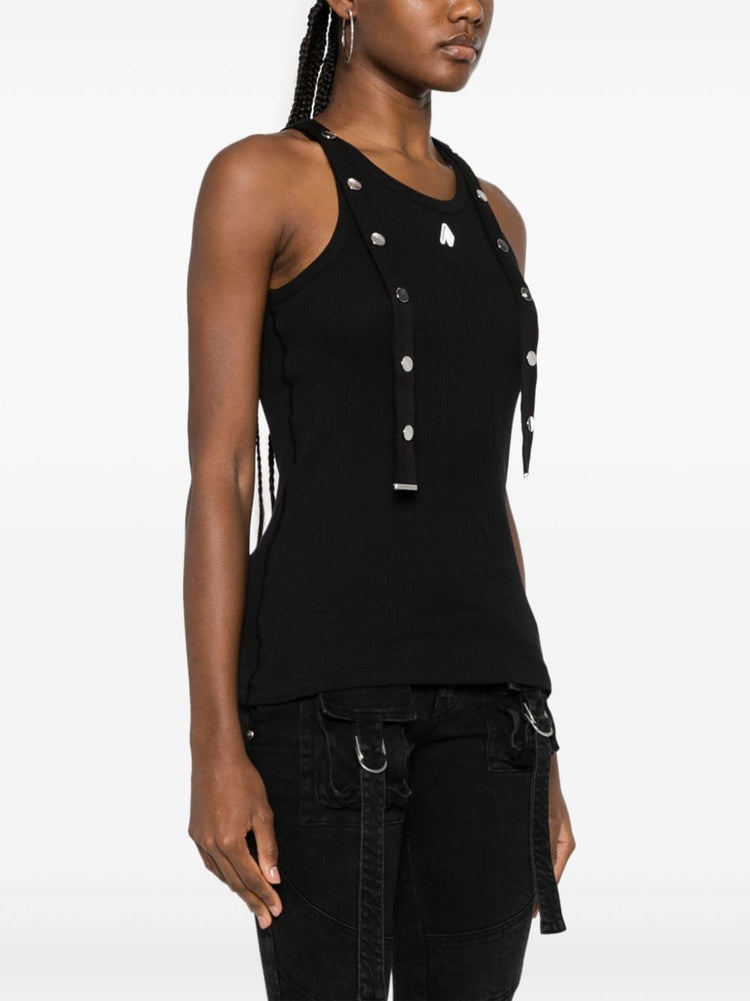 logo-applique ribbed tank top