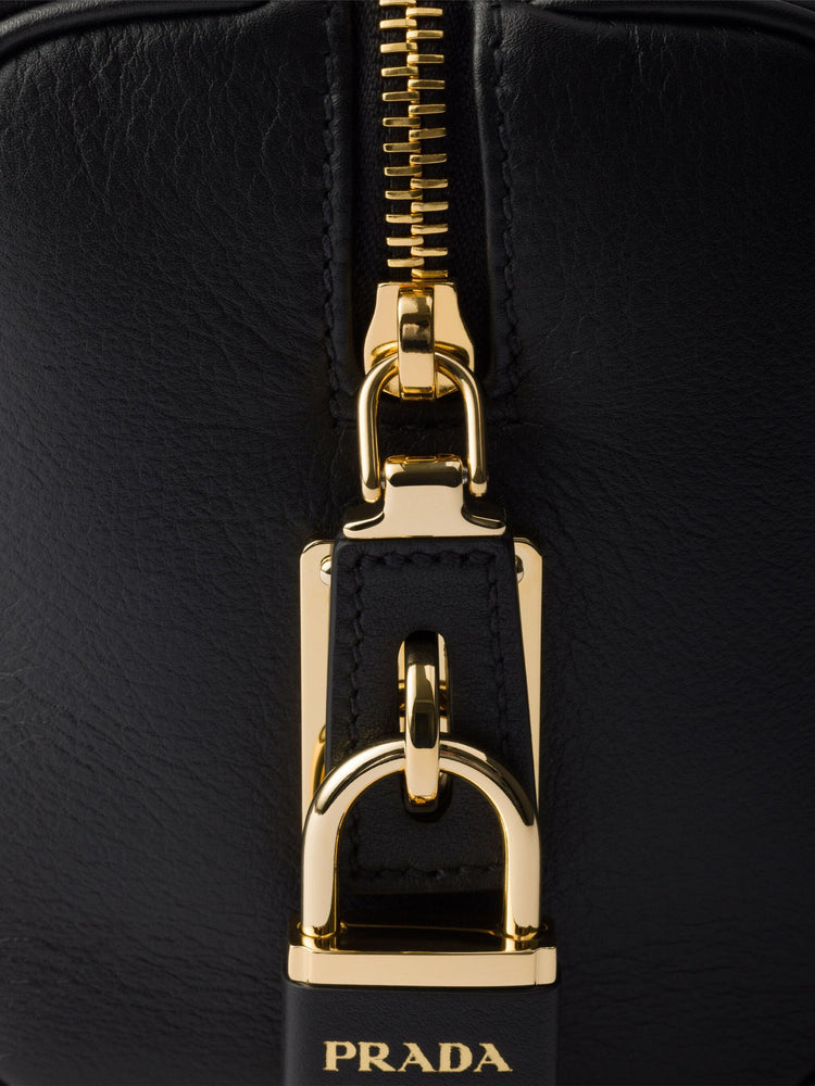 Medium leather top-handle bag with padlock