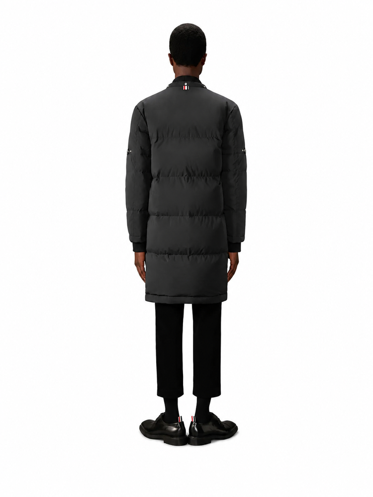 DOWNFILLED SNAP FRONT DETACHABLE HOOD COAT W/ SELF ARMBAND (42") IN POLY TECH O.P.