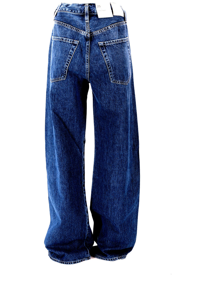 Brynn drawstring-waist cotton jeans MID INDIGO