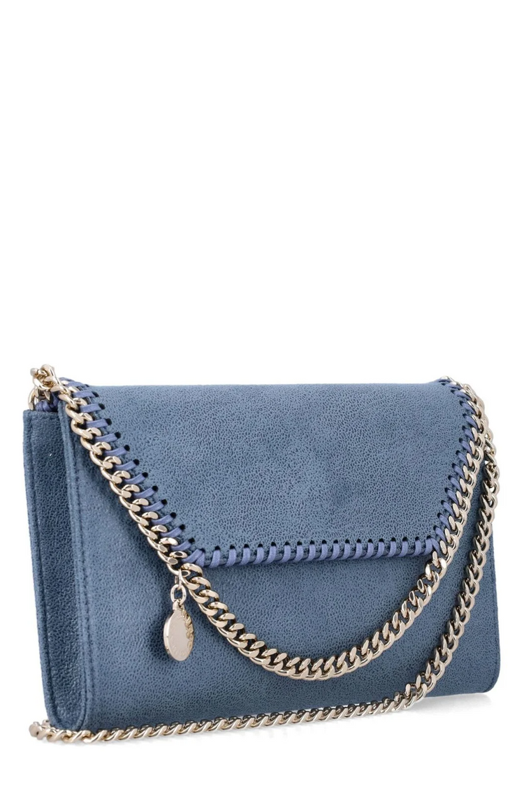 FALABELLA WALLET W/CHAIN BAG ECO SHAGGY DEER W/LIGHT GOLD COLOR CHAIN