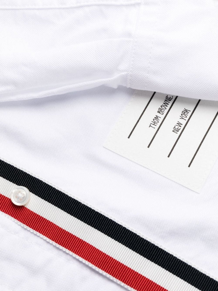 KNEE LENGTH POINT COLLAR SHIRTDRESS W/RWB GROSGRAIN PLACKET IN OXFORD