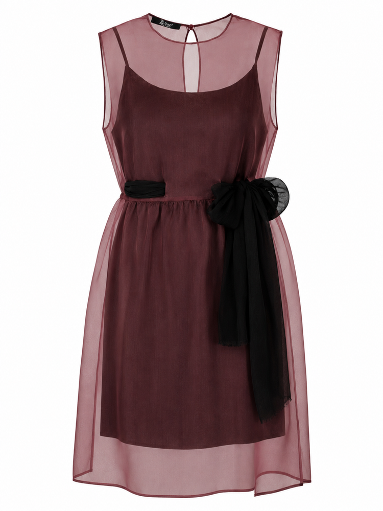 LA ROSE vestito con sottoveste BORDEAUX
