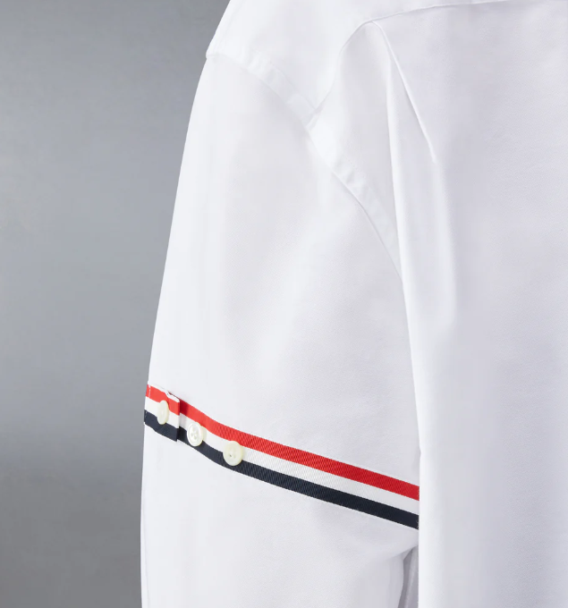 SUPERSIZED POINT COLLAR SHIRT W/ RWB GROSGRAIN ARMBANDS IN OXFORD
