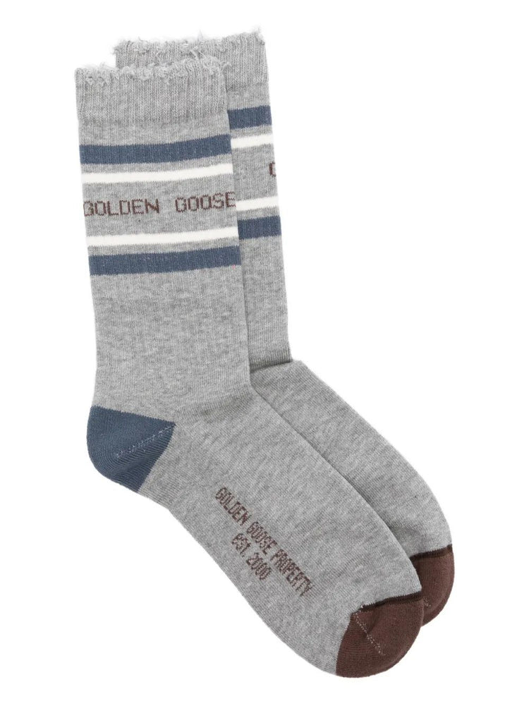 SOCKS HIGH RIB/BI-COLOR/STRIPES/GOLDEN GOOSE/RIPPED